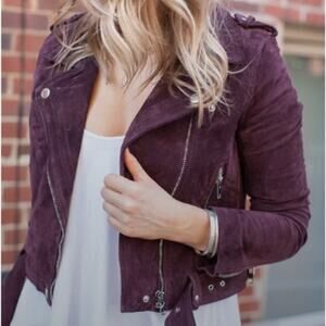 BLANKNYC Suede Leather Moto Jacket Women’s M Burgundy Biker